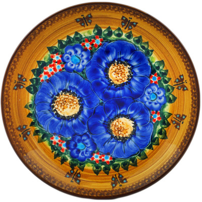 Polish Pottery Plate 7&quot; Tropical Wildflowers UNIKAT