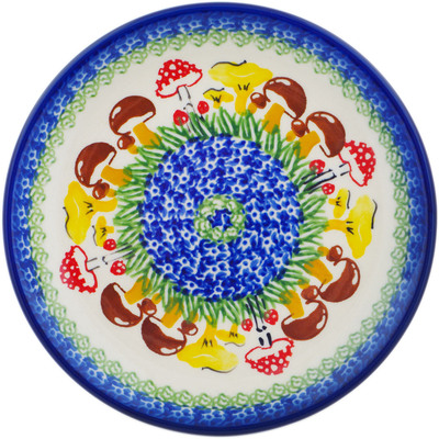 Polish Pottery Plate 7&quot; Wild Mushroom Picking