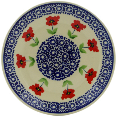 Polish Pottery Plate 7&quot; Wind-blown Poppies
