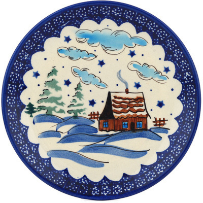 Polish Pottery Plate 7&quot; Winter Chalet