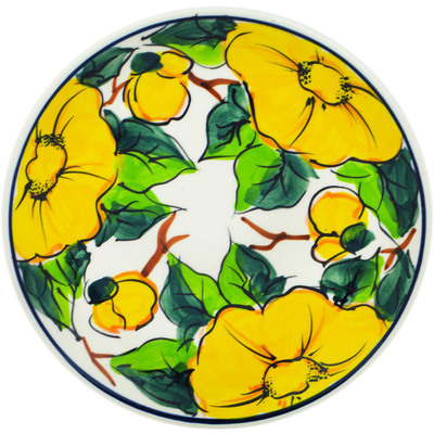 Polish Pottery Plate 7&quot; Yellow Daffodils UNIKAT