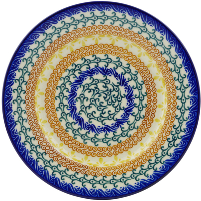 Polish Pottery Plate 8&quot; Autumn Swirls