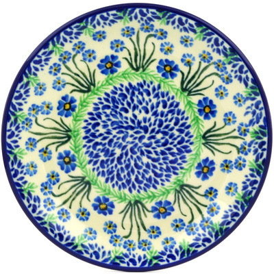 Polish Pottery Plate 8&quot; Blue April Showers