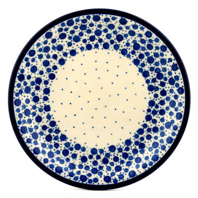 Polish Pottery Plate 8&quot; Blue Bubbles