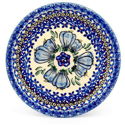 Polish Pottery Plate 8&quot; Blue Bulbs