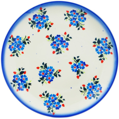 Polish Pottery Plate 8&quot; Blue Bunches UNIKAT