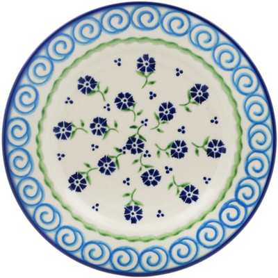 Polish Pottery Plate 8&quot; Blue Bursts