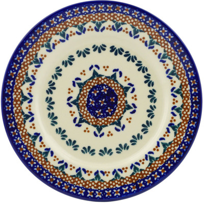 Polish Pottery Plate 8&quot; Blue Cress
