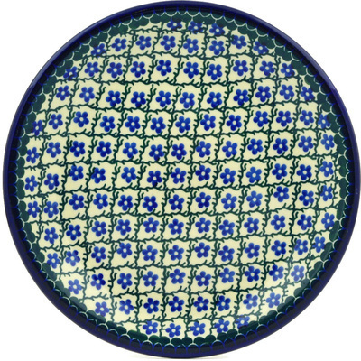 Polish Pottery Plate 8&quot; Blue Daisy Trellis