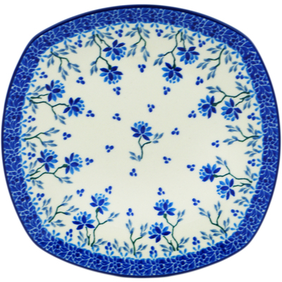 Polish Pottery Plate 8&quot; Blue Grapevine