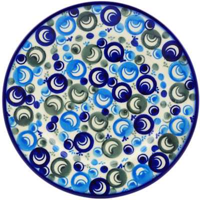 Polish Pottery Plate 8&quot; Blue Peacock Eye