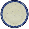 Polish Pottery Plate 8&quot; Blue Polka Dot