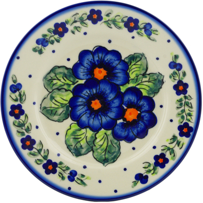 Polish Pottery Plate 8&quot; Bold Blue Pansy