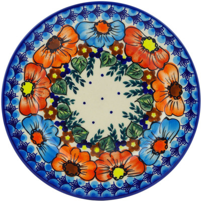 Polish Pottery Plate 8&quot; Bold Poppies UNIKAT