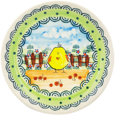 Polish Pottery Plate 8&quot; Chickadee UNIKAT