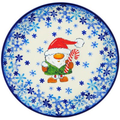 Polish Pottery Plate 8&quot; Christmas Gnome