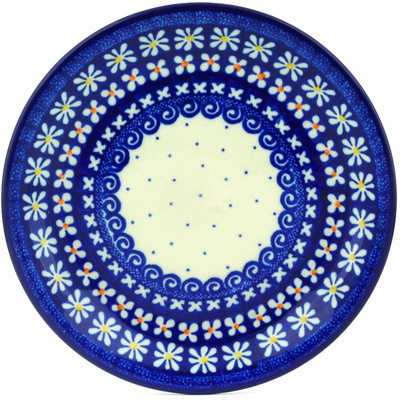 Polish Pottery Plate 8&quot; Dots And Daisies