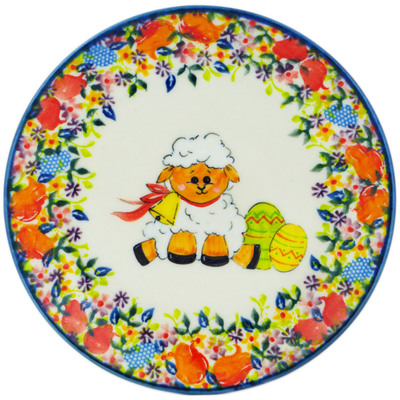Polish Pottery Plate 8&quot; Easter Lamb UNIKAT