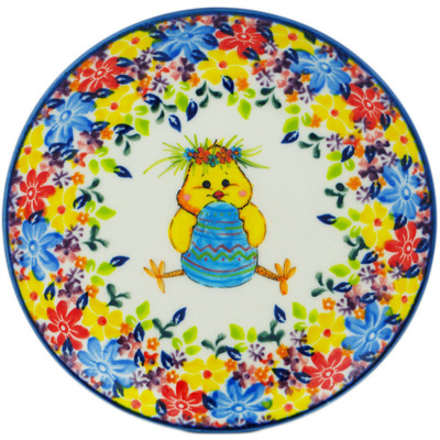 Polish Pottery Plate 8&quot; Easter Spring Chicken