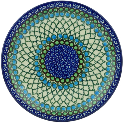 Polish Pottery Plate 8&quot; Emerald Basket UNIKAT