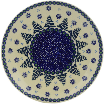 Polish Pottery Plate 8&quot; Falling Snowflakes