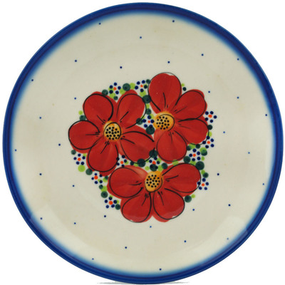 Polish Pottery Plate 8&quot; Floral Bouquet UNIKAT