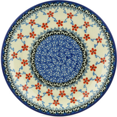 Polish Pottery Plate 8&quot; Floral Lattice