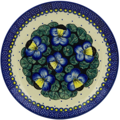 Polish Pottery Plate 8&quot; Flower In The Grass UNIKAT