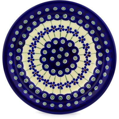 Polish Pottery Plate 8&quot; Flowering Peacock