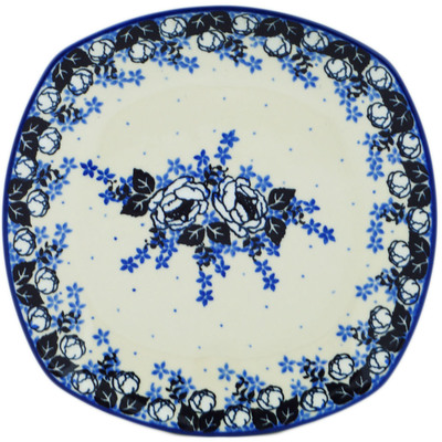 Polish Pottery Plate 8&quot; Flowers At Dusk