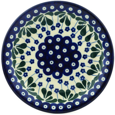Polish Pottery Plate 8&quot; Forget-me-not Peacock