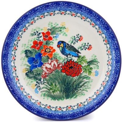 Polish Pottery Plate 8&quot; Garden Parrot UNIKAT