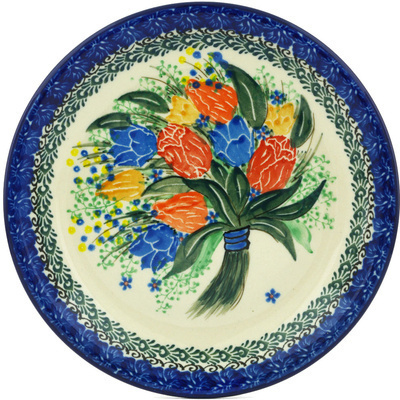 Polish Pottery Plate 8&quot; Garden Season UNIKAT