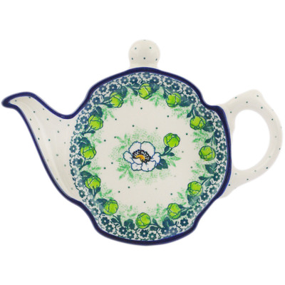 Polish Pottery Plate 8&quot; Green Flora