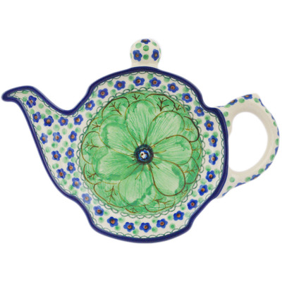 Polish Pottery Plate 8&quot; Green Pansies UNIKAT