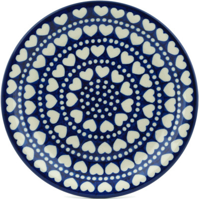 Polish Pottery Plate 8&quot; Heart To Heart