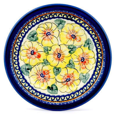 Polish Pottery Plate 8&quot; Lemon Poppies UNIKAT