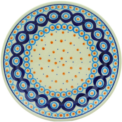 Polish Pottery Plate 8&quot; Modern Peacock