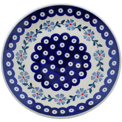 Polish Pottery Plate 8" Peacock Forget-me-not