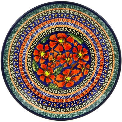 Polish Pottery Plate 8&quot; Poppies UNIKAT
