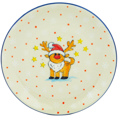 Polish Pottery Plate 8&quot; Raindeer Shine