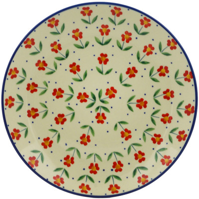 Polish Pottery Plate 8&quot; Red Primrose