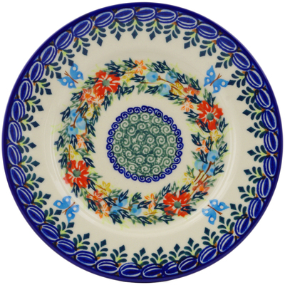 Polish Pottery Plate 8&quot; Ring Of Flowers UNIKAT