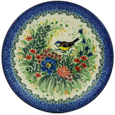 Polish Pottery Plate 8&quot; Robbin&#039;s Meadow UNIKAT