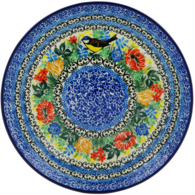 Polish Pottery Plate 8&quot; Robin&#039;s Wreath UNIKAT