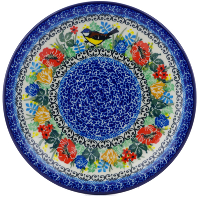 Polish Pottery Plate 8&quot; Robin&#039;s Wreath UNIKAT