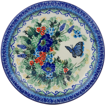 Polish Pottery Plate 8&quot; Royal Blue Monarch UNIKAT