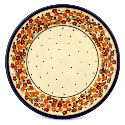 Polish Pottery Plate 8&quot; Russett Floral