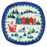 Polish Pottery Plate 8&quot; Santa&#039;s Village UNIKAT