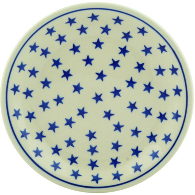 Polish Pottery Plate 8&quot; Starburst Americana